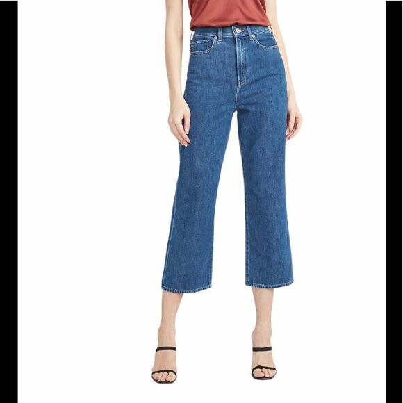 Express Cropped Wide Leg High Rise Jeans - Picture 1 of 10